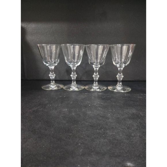 Libbey Georgian Vintage Liquor Glasses, Cocktail Cordials, Set of 4, Clear Stem - Picture 1 of 9